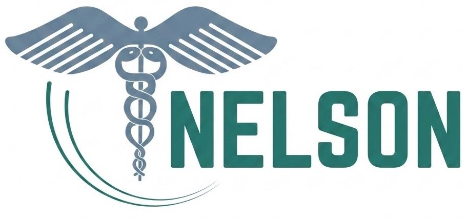 Nelson Hospital logo with caduceus symbol and Nelson wordmark